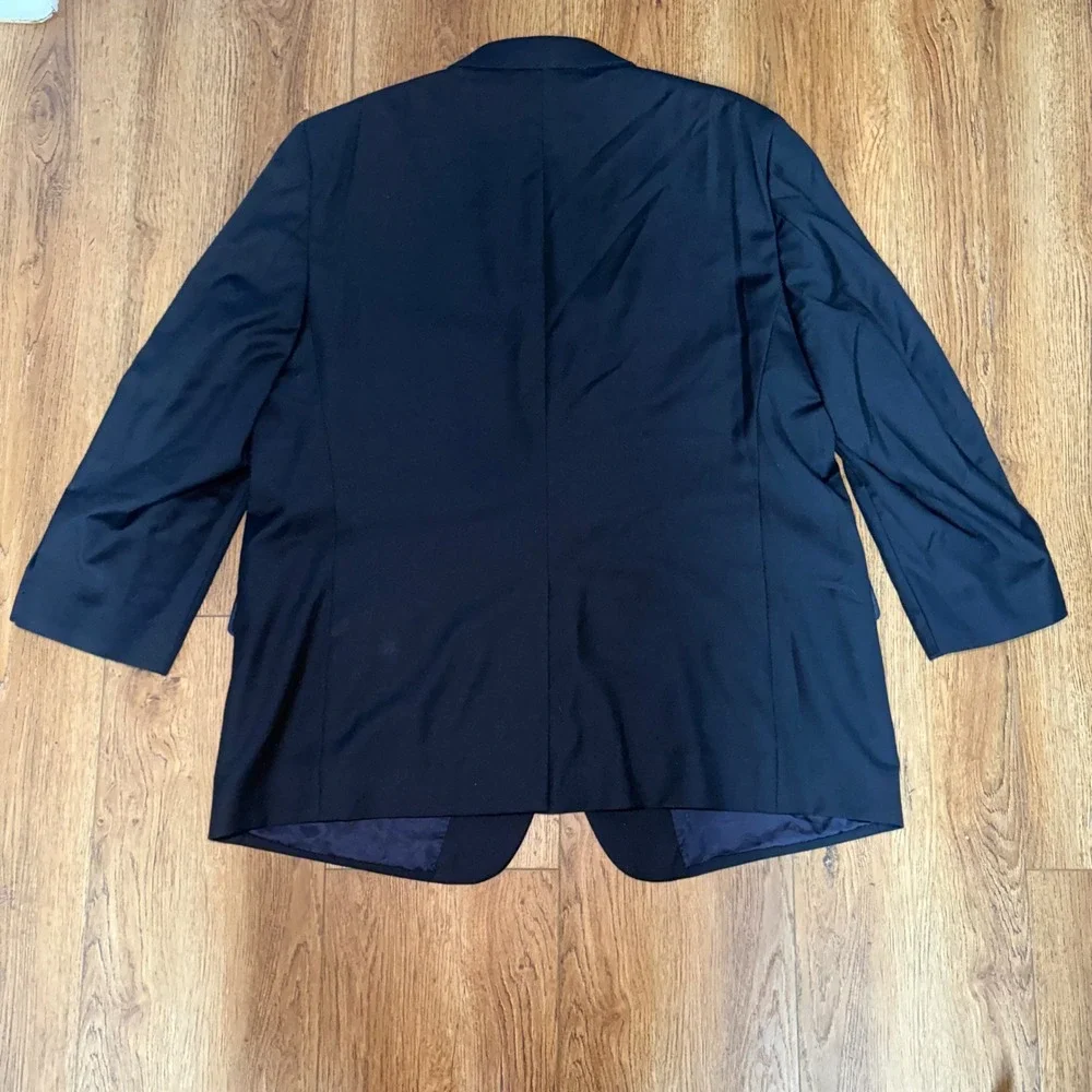 Jos A Bank Regal Mens 50R Navy Blue Wool Blazer Gold Crest Buttons Sport Coat
